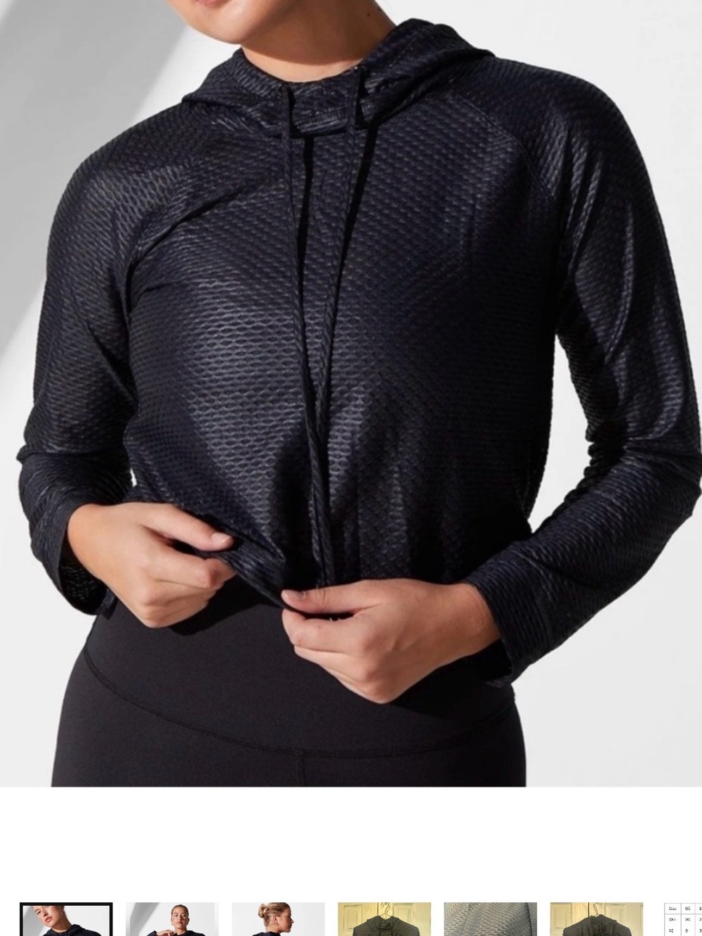 Noli Yoga Black Textured Metallic Hooded Pullover